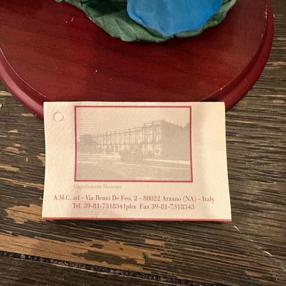 CAPODIMONTE Italy Handmade Vintage‎ Blue Porcelain Flower Figurine w/certificate - Picture 10 of 12